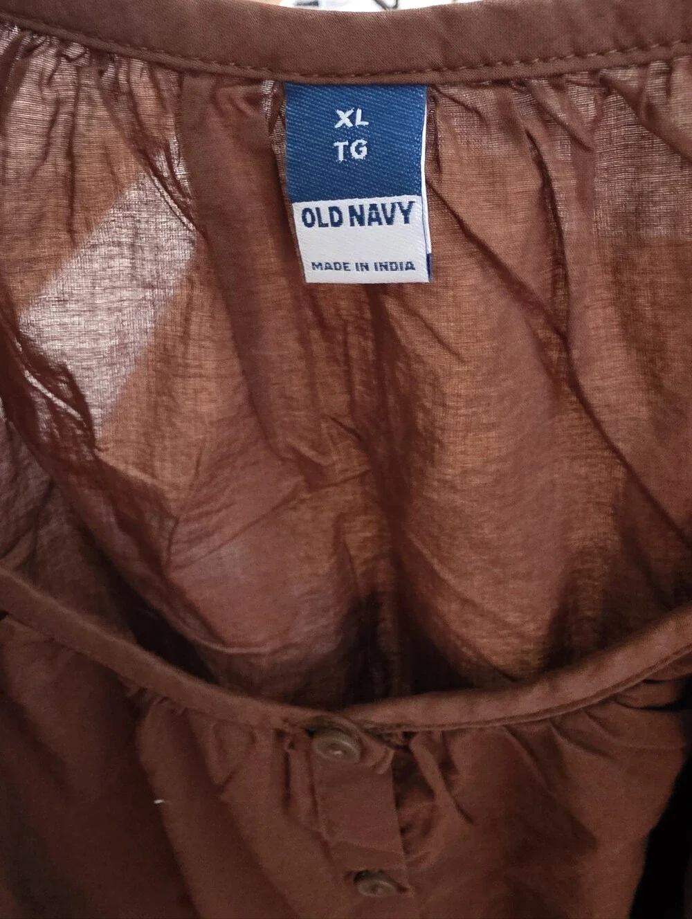 Old Navy Brown Button-Front Puff Sleeve Blouse